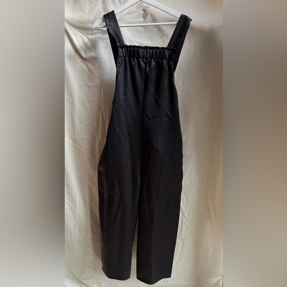 Silence + Noise Black Satin Look Jumpsuit - Picture 1 of 6